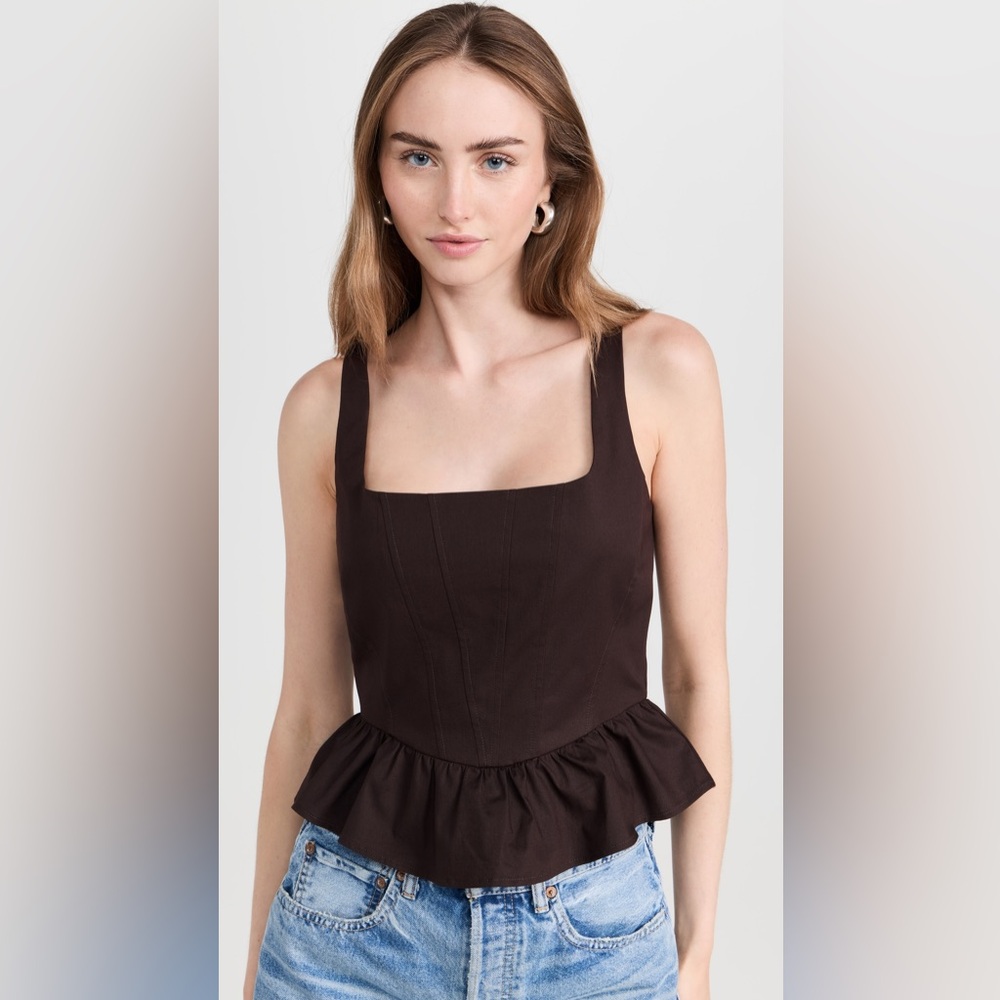 Wayf Desi Corset Ruffle Hem Top